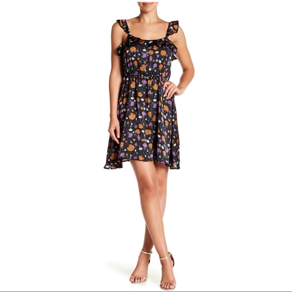 J.O.A. Floral Satin Mini Dress in Black Multi - Picture 2 of 6